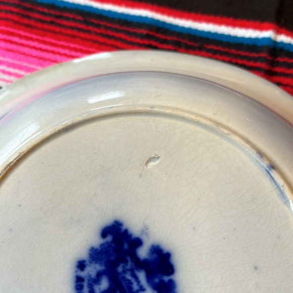 Antique Wm. Adams & Co. "Fairy Villas" Flow Blue 10 Inch Round Bowl - Picture 9 of 11